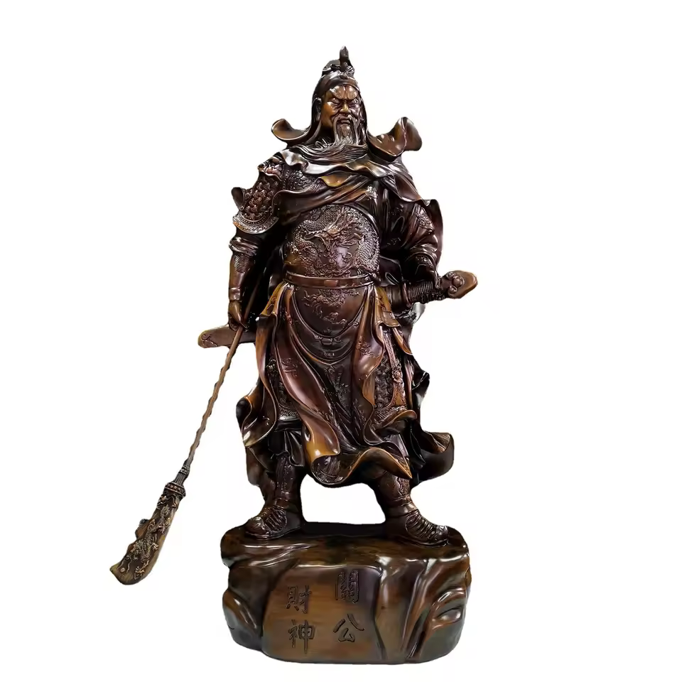 Factory Wholesale Chinese God Resin Crafts Wood Sculpture Guan Yu Statue Buddha Statue Home Decor Statue Ornaments