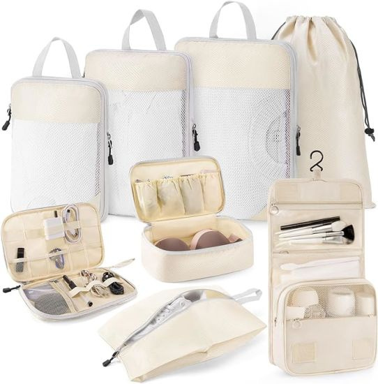 6 Set Compression Packing Cubes for Suitcases Lightweight Luggage Organizers Travel Bag