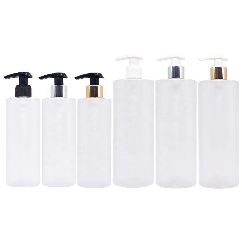 300ml 500ml Shampoo Bottle Wholesale Clear Frosted Pet Plastic Lotion Pump Bottle With Gold Silver Lotion Pump Sanitizer Bottle