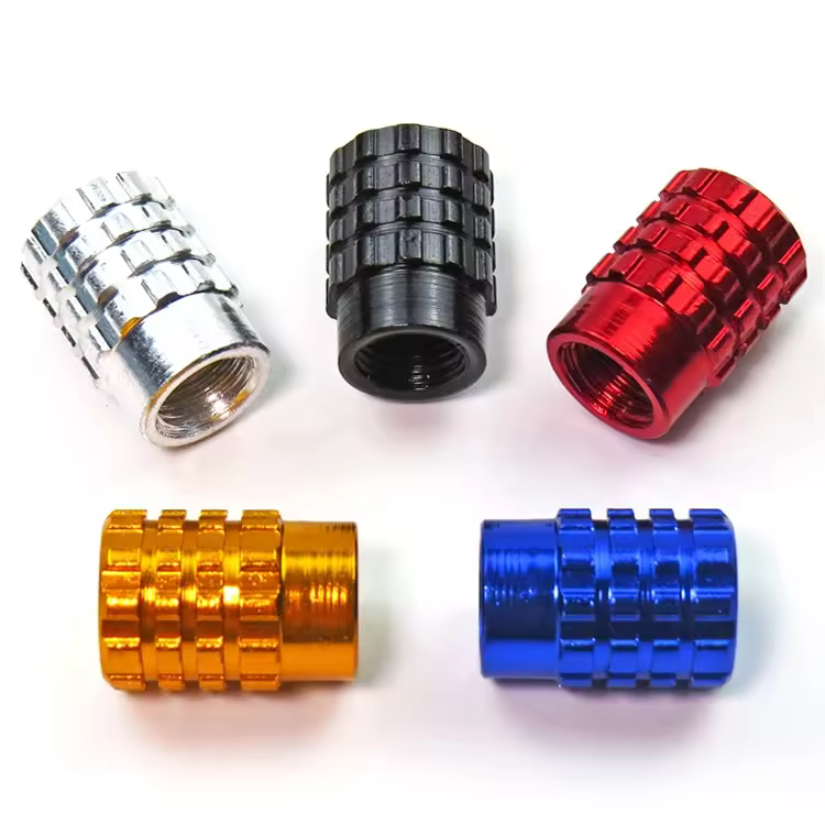 New Design Aluminum Tire Valve Caps Universal Car Tire Air Valve Stem Covers Anodized Alloy Metal Knurled Stem Cap
