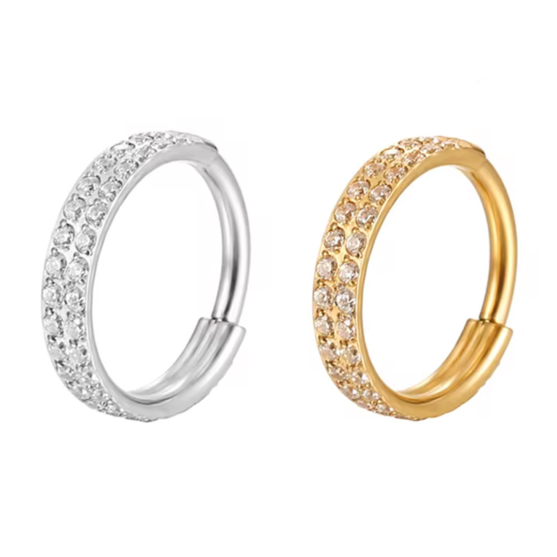 Fashion ASTM F136 Titanium Double Layer Zirconia Closed Ear Studs Nose Studs Body Piercing Jewelry Labret