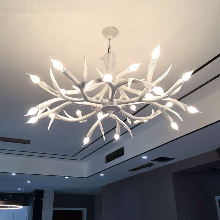 White Faux Antler Chandelier Lighting Pendant Lamp (WH-AC-20)