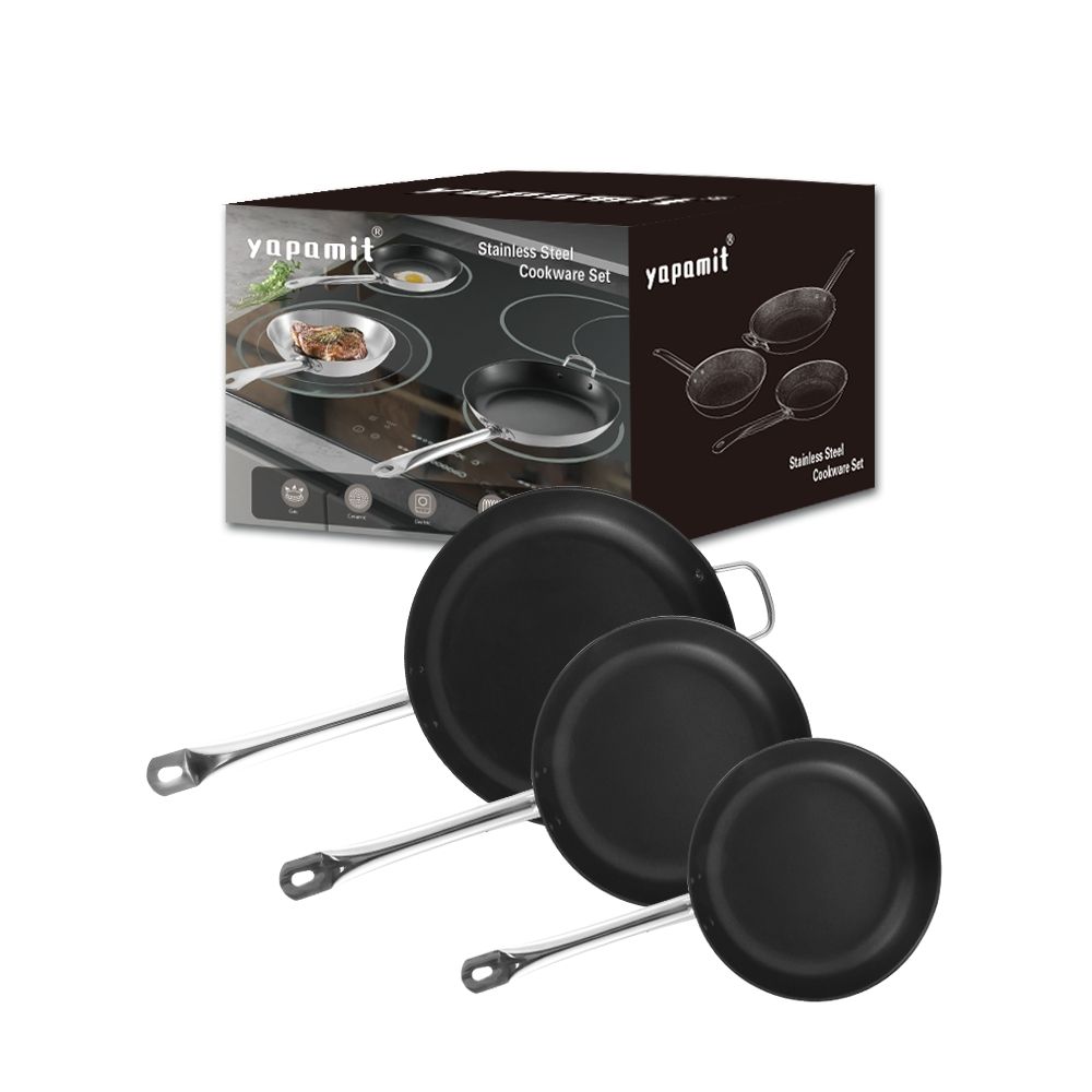 Xinhaohui Kitchenware Kitchen Home Chef Non Stick Stainless Steel Black Frying Pan