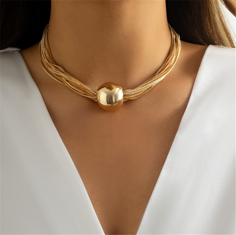 Hip Hop Necklace Women Collarbone Chain Classic Metal Gold Silver Black Multi Layers Fashion Necklace