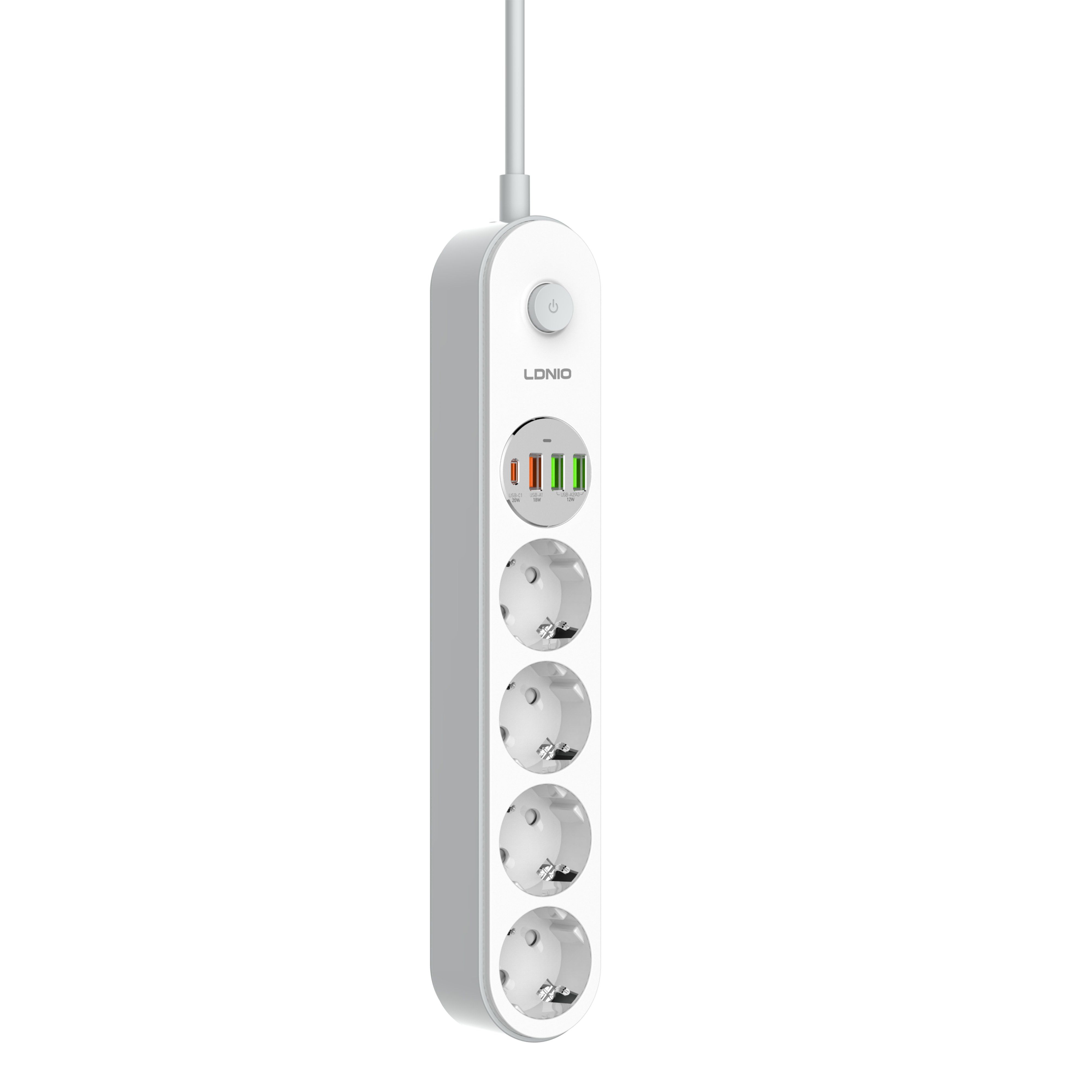 Ldnio Se1-C Power Strip: 4 Outlets and 4 USB Ports