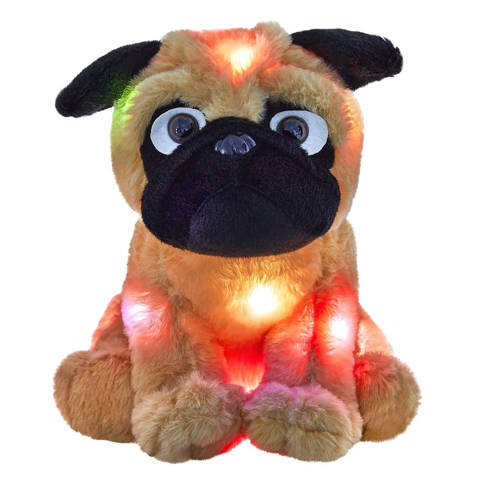 Glowing Led Cute Stuffed Pug Dog Puppy Light Up Soft Pillow Plush Toy With Night Lights Glow In The Dark Birthday Wholesale