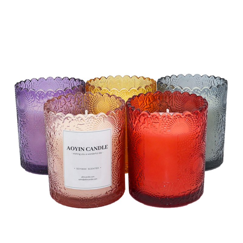 Romantic Home Decoration Handmade Natural Soy Wax Glass Jar Scented Candles