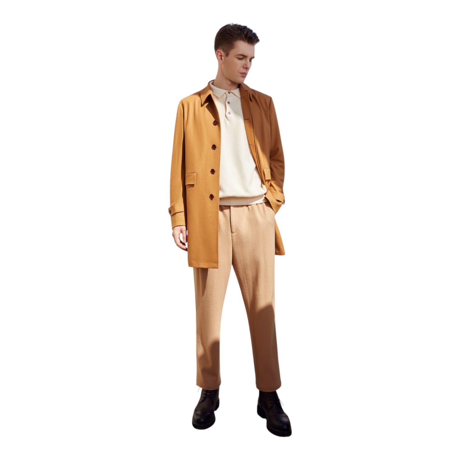 Latest Designer Italian Classic Double Breasted Wool Blend Mens Overcoat