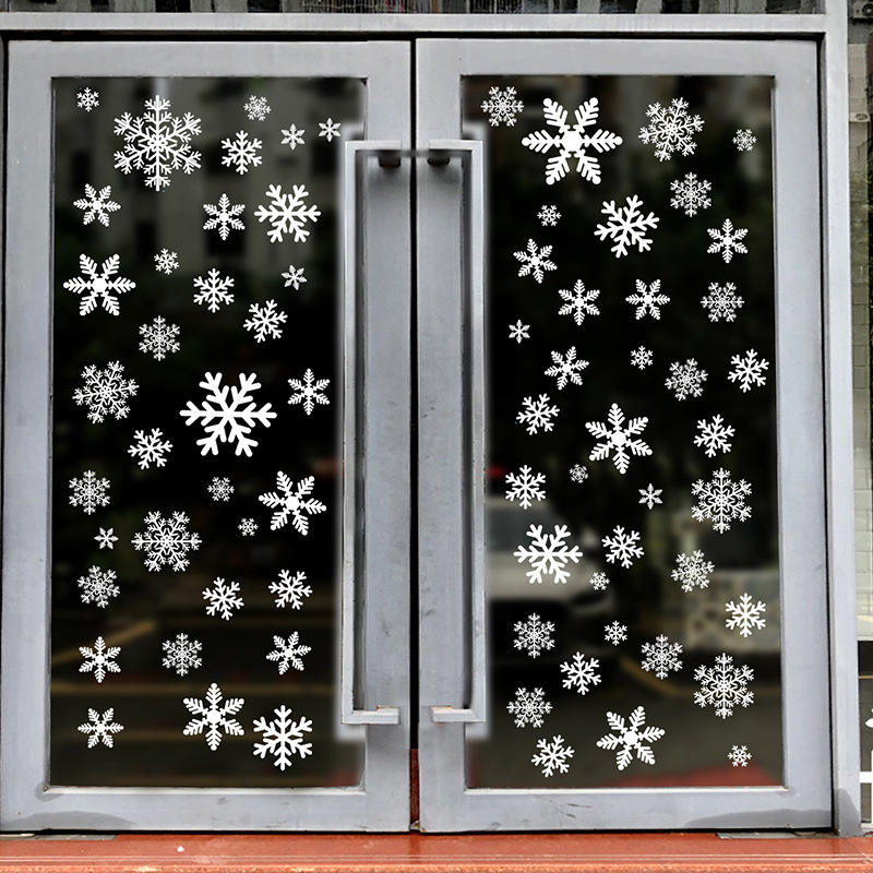 Cheap Promotional Decorative Advertising Decor Christmas and New Year Glass Custom Window Snowflake Stickers