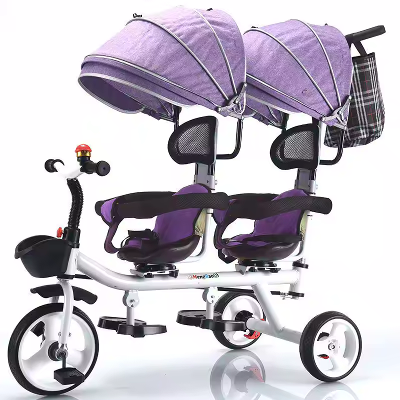 Jxb Factory Hot Selling Slipping The Baby Two-seat Two Children Pedal Stroller 1-7 Years Old Baby Stroller