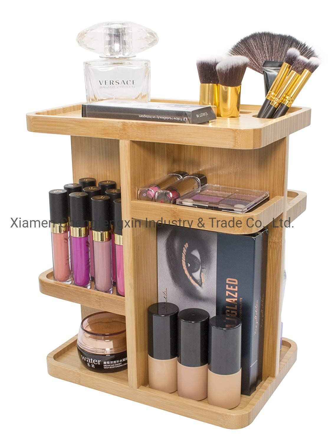 Elegant Bamboo Makeup Organizer for Stylish Countertop Storage