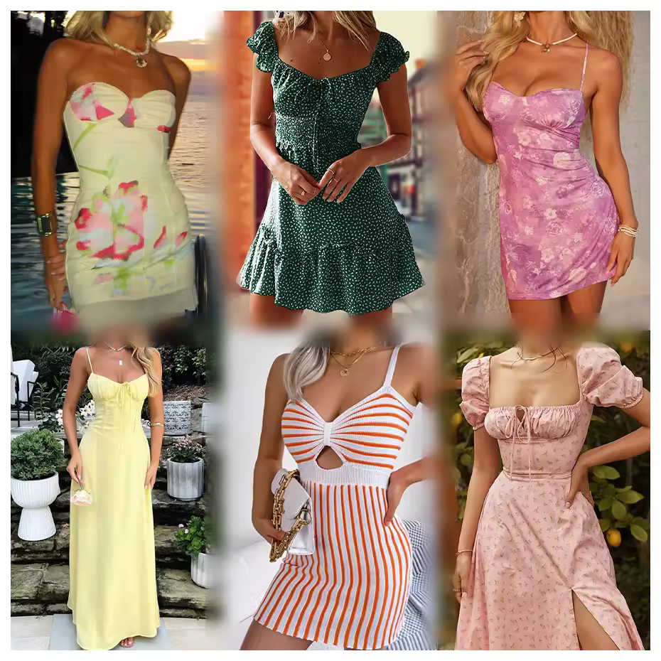 Apparel Stock Brand New Mix Bales Clothes Women Arrival Women Crops Tops Floral Embroidery Lace Cotton Mini Dress Bulks