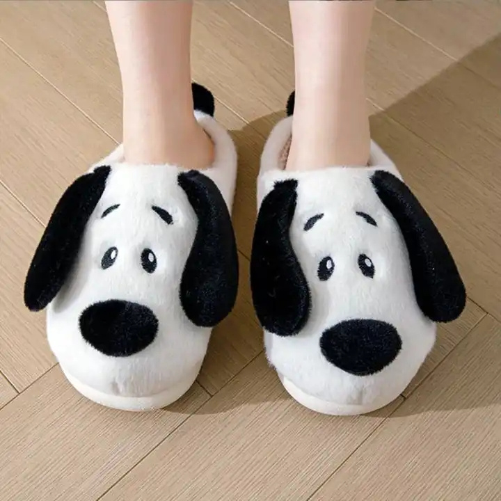 Winter Home Indoor Plush Family Dog Couple Cute Fur Non-Slip Cotton Shoes