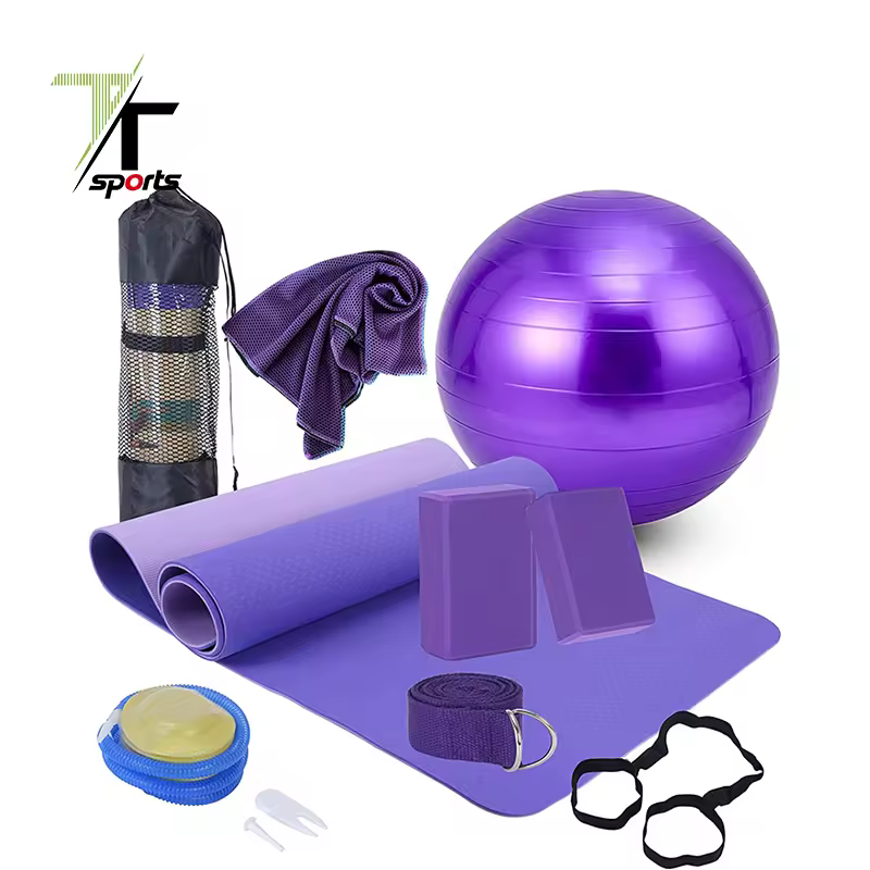 2022 New Design Eco Friendly Fitness Exercise Accessories Yoga Mat Set Yoga Block And Strap Bands With Exercise Ball