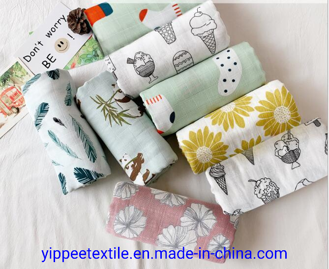 MOQ 50PCS OEM Soft Smooth Bamboo Muslin Wrap Muslin Swaddle Cozy Muslin Blanket
