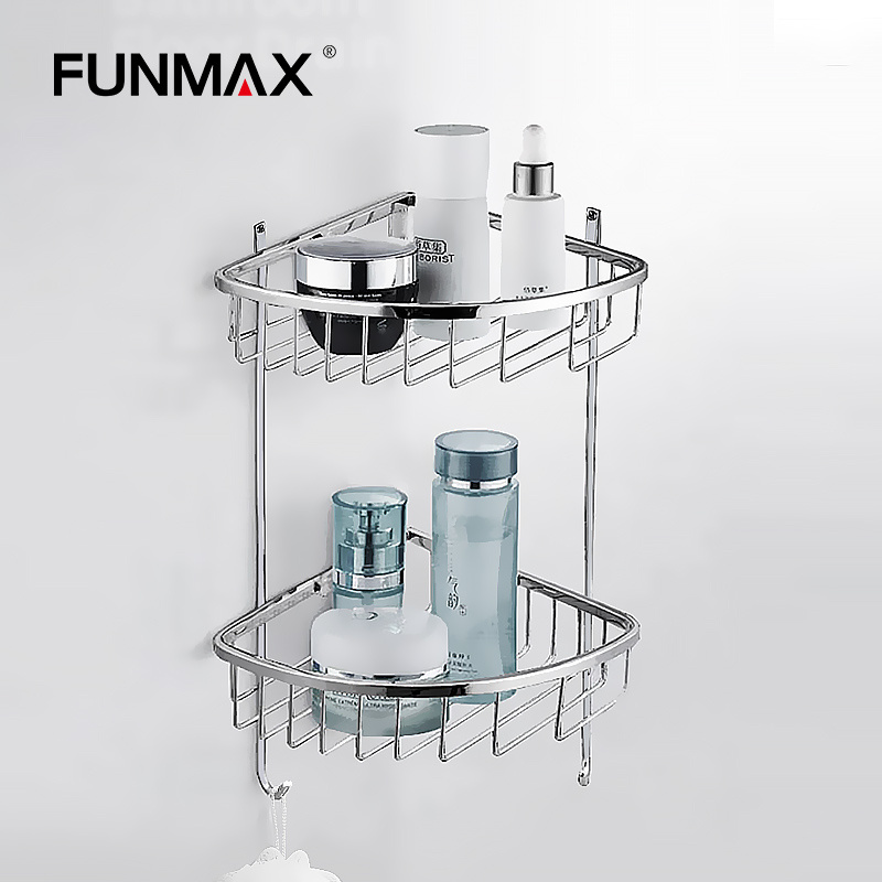 Ferns Bathroom Wall Mounted Shower Caddy Brushed Bath Corner Shelf Bath Stainless Steel 304 Storage Shelf