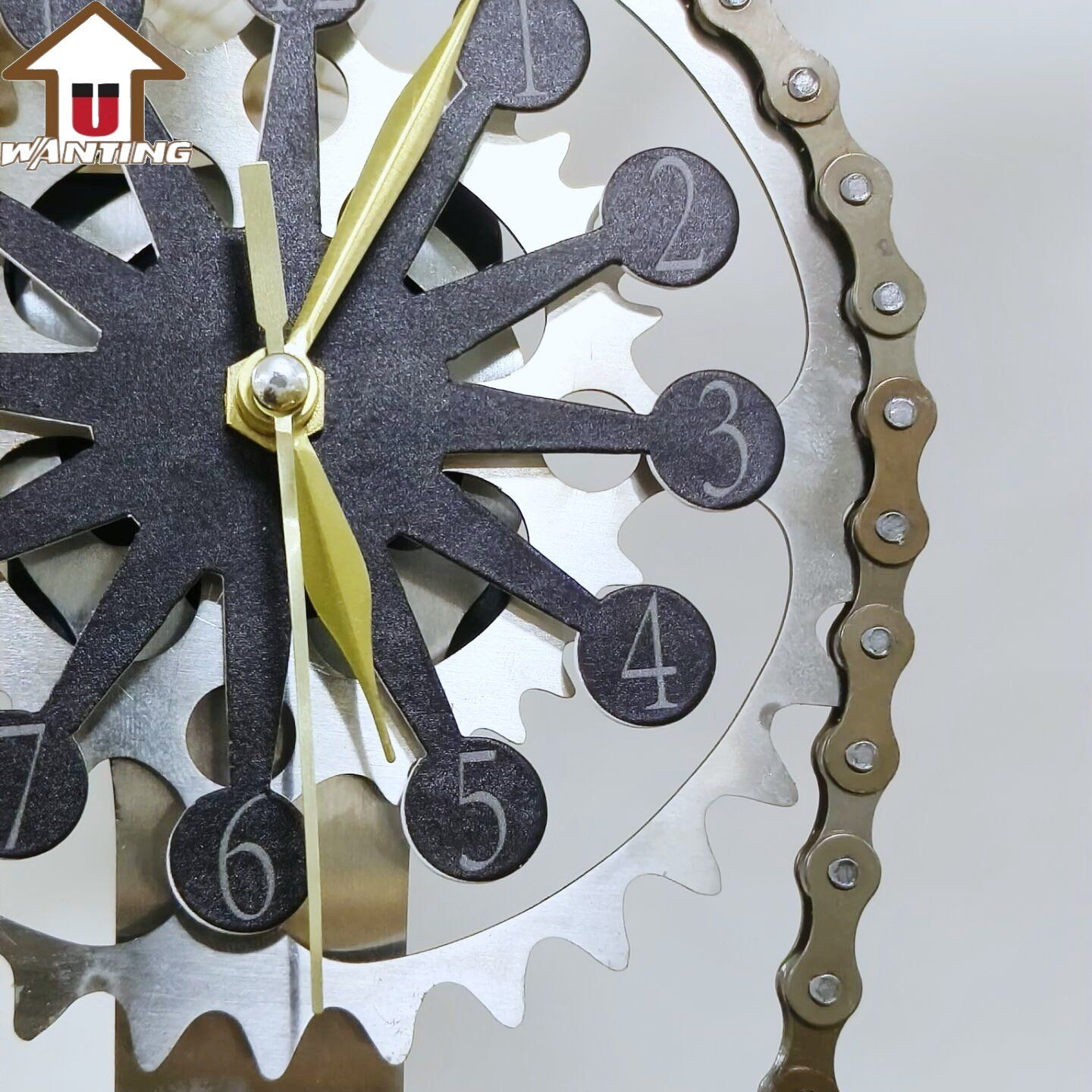 2024 Hot Selling Home Decor Gear Clock Rotation Promotional Gift Blacks Chain