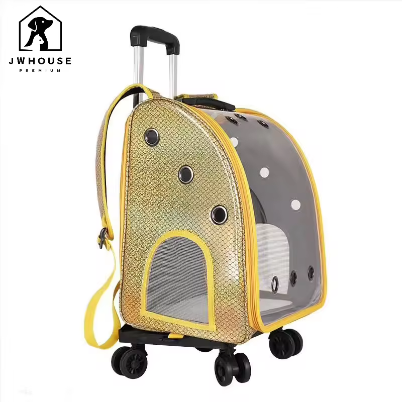 Portable Pet Dog Trolley Backpack Linen