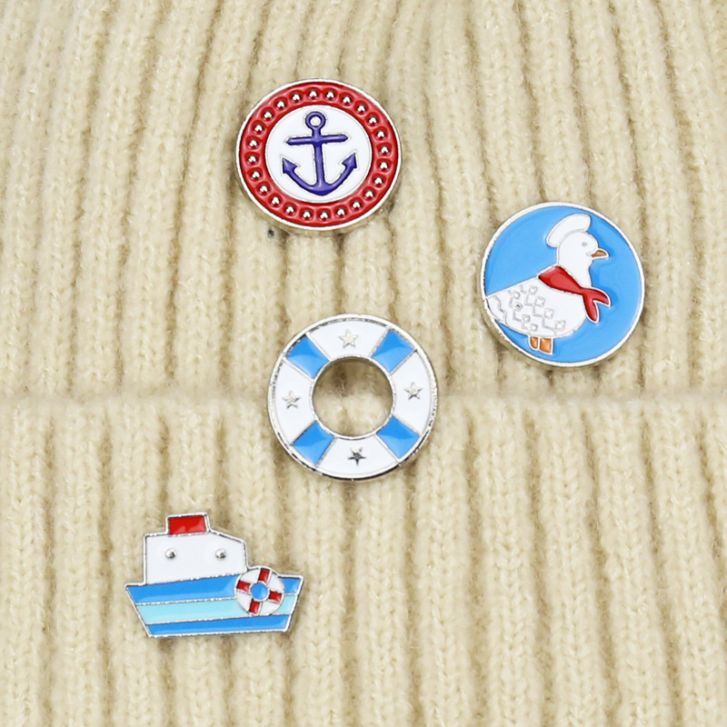 High Quality Metal Crafts Round Shape Series Life Buoy Brooch Duck Metal Badge Soft Enamel Pin Navy for Clothes