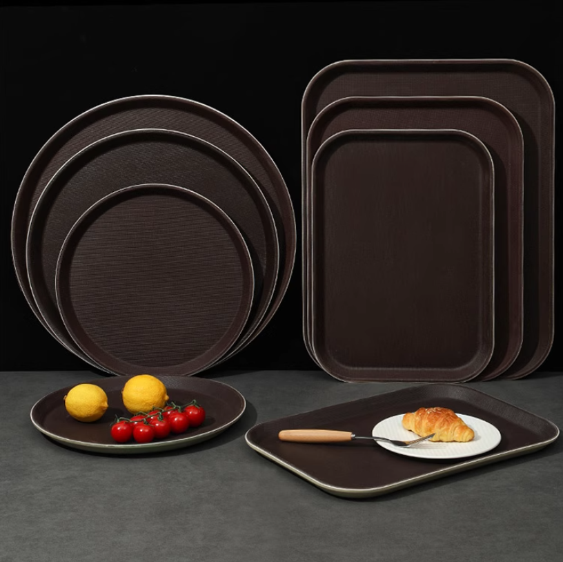 Modern Rectangular Plastic Tray Eco-Friendly Non-Slip Commercial Dinner Plate for Fast Food Hotel KTV Bulk Use