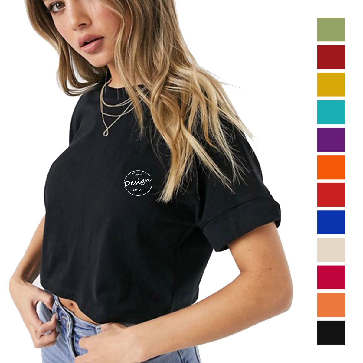 Top Sell Summer Designer Sexy T Shirts Graphic Tee Premium Cotton Crop Top Shirt Blouse Crop Tops for Women Lady