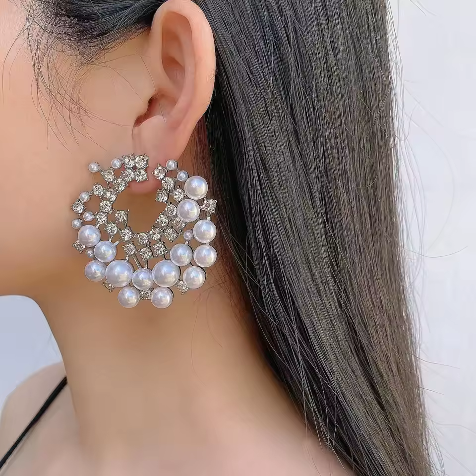 Fashion Pearl Crystal Earrings For Drop Earring Wholesales N240260