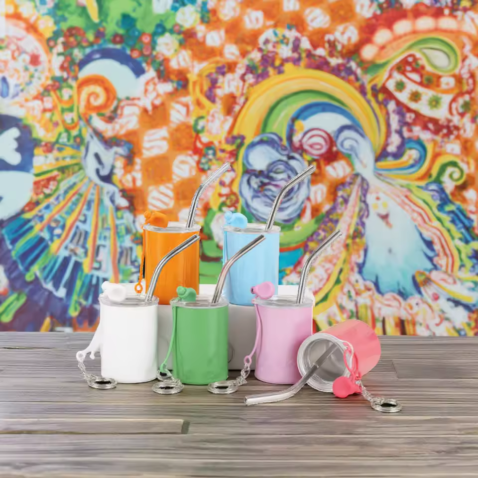 Mini 3oz Stainless Steel Colored Sublimation Blank For Straight For Skinny Tumbler Shot Glass Tumbler Metal Straw Keychains