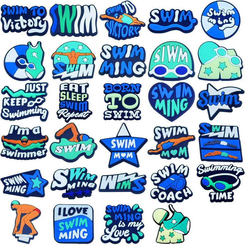 Male Sports Swimming Series Factory Wholesale PVC Material Shoes Charms, in Stockin Alpharetta Ga, USA, Free Sample