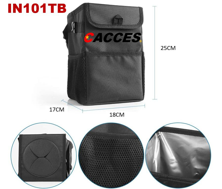 Car Bin Trash Can W/ Lid&Storage Pockets, 7.65L Waterproof Car Garbage Bin& Organiser&Cooler, Portable Folding 3-in-1 Multipurpose Trash Bag for Car/Home/Office
