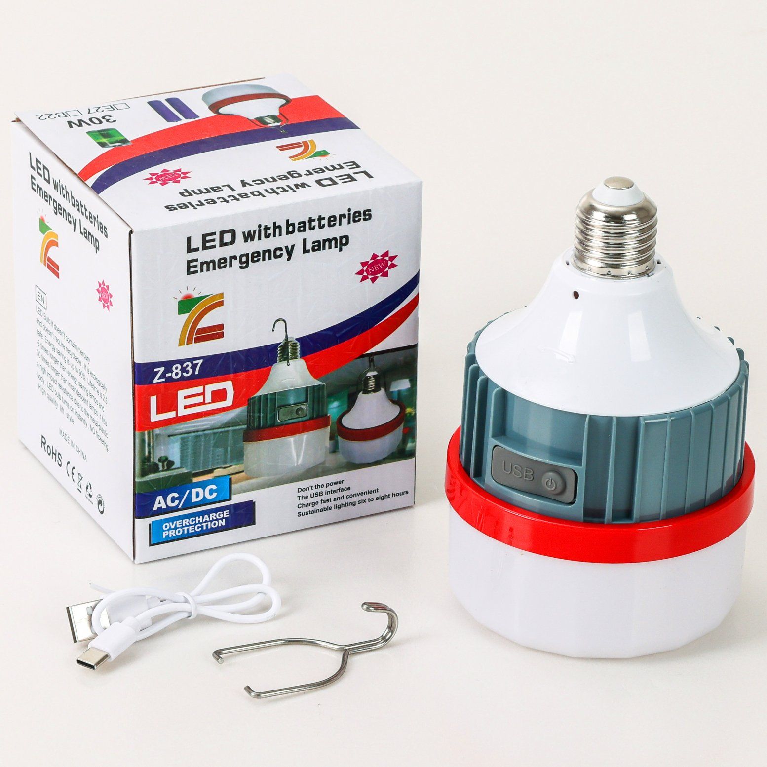 Yaye High Quality Factory Price Top Brightness Emergency Rechargeable 30W E27/B22 AC85V-265V LED Bulb with 2 Years Warranty/ 5000PCS Stock/Lithium Battery