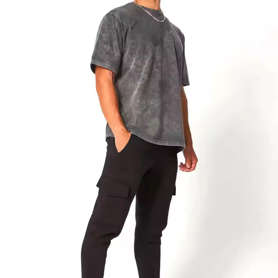 Acid Washed Knitted Formal Men's High Quality Custom Logo 100% Cotton Oversized Plus Size T-shirt