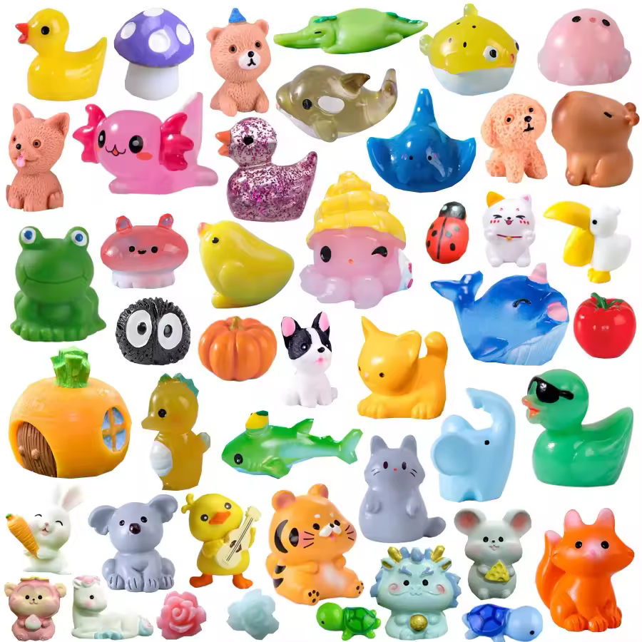 Wholesale Cute Mini Animal Figurine Fruit Statue Miniature Ornaments Home Decorations Resin Craft Garden Landscape Accessories