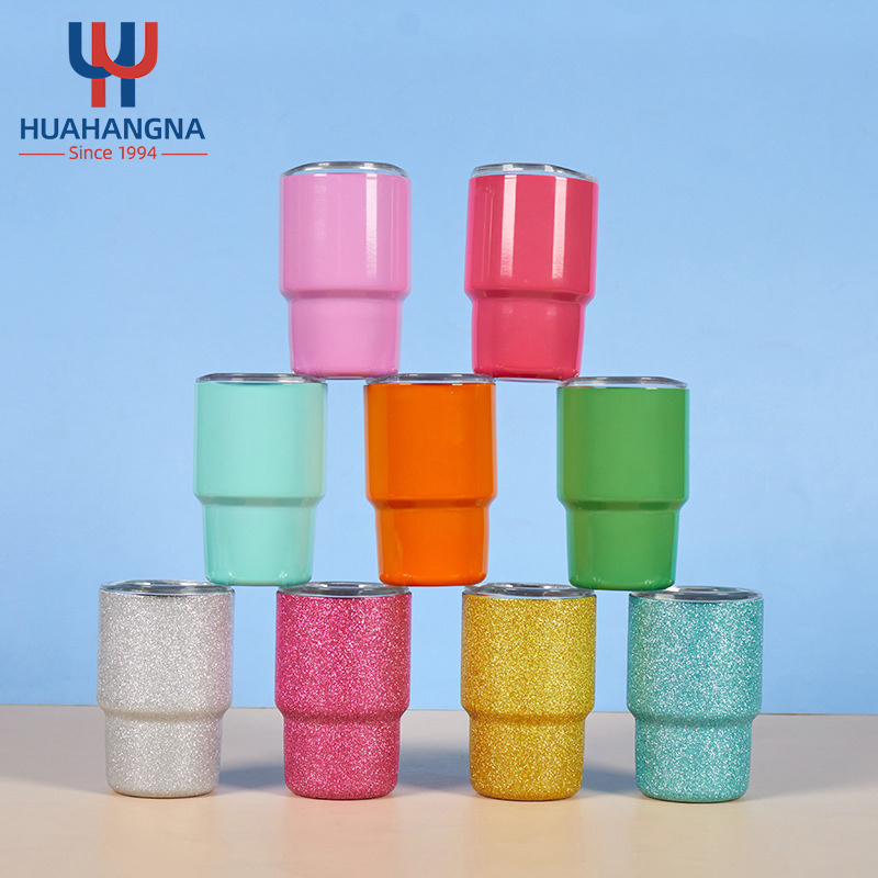 Tumbler Design Shot Cup with Lid Straw 2 Oz Double Wall Tumble Stainless Steel Vacuum Shot Glasses Drinking Cups for Bar Club
