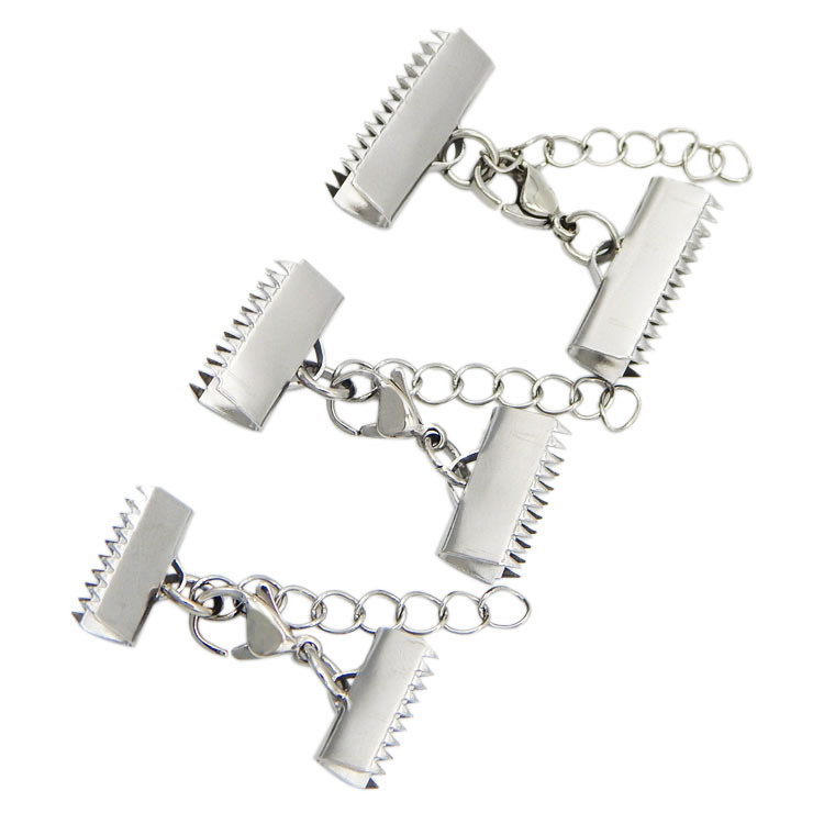 6X6.5mm/8.5X9mm/8X13mm/9.5X15mm Gold & Silver Stainless Steel Clasp Lobster Cord End Extender Chain Findings Crimp