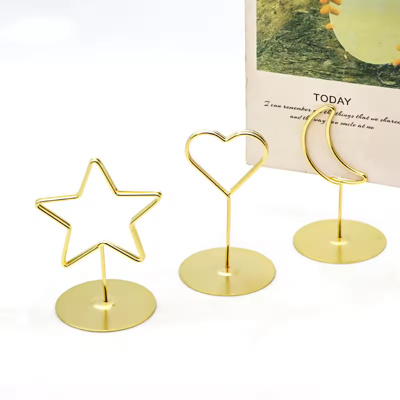 Gold Metal Memo Picture Clip Name Card Display Holder Creative Original Star Moon Shape Table Number Place Card Holder