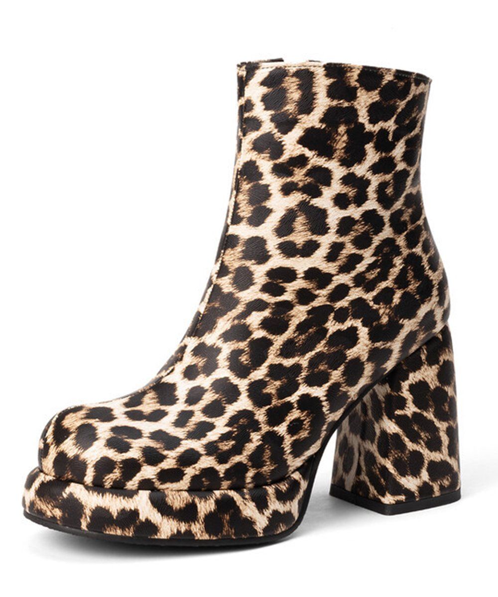 Winter 2024 Ladies Boots Shoes High Heels Leopard Boots for Woman