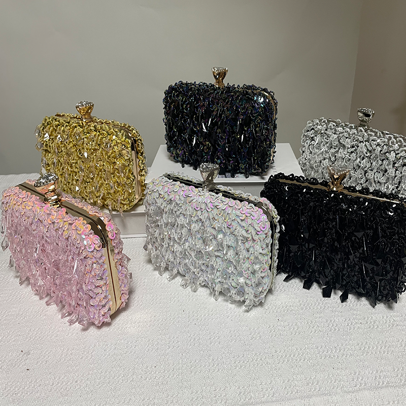 Embroidered Beaded Sequin Handbag For Women Luxury Ladies Clutch Evening Wedding Handbags Rhinestone Beaded Bag Manufacturers