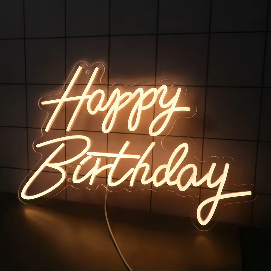 Happy Birthday Neon Sign Warm Glow Led Light Acrylic Usb Decor For Home Cake Table Party Wall U.s. Fast Shipping
