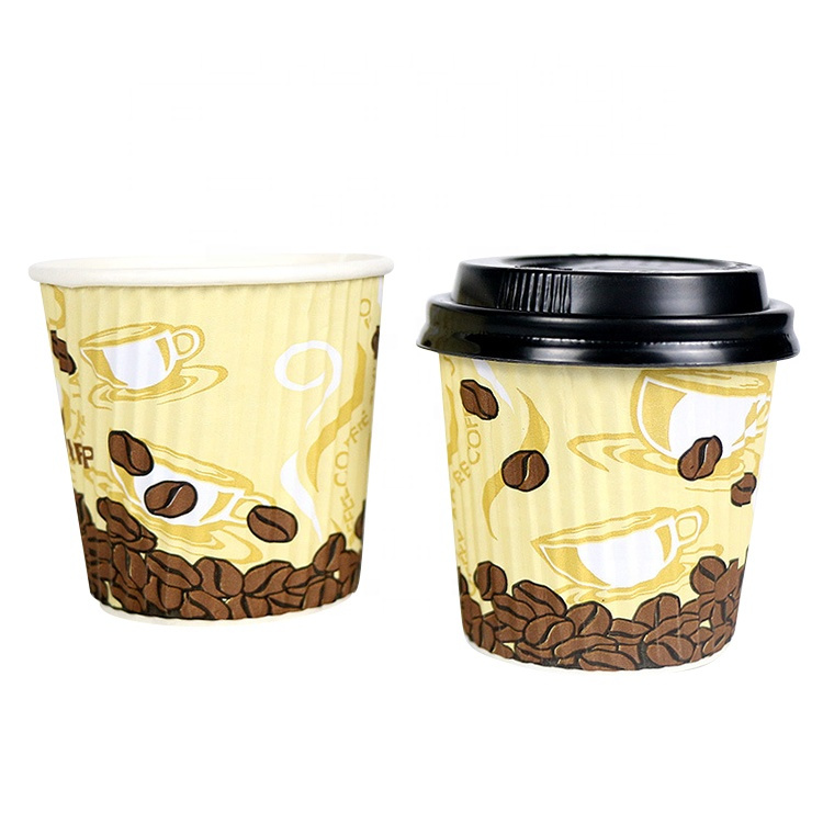 4oz Factory Sale High Quality Insulated Sleeves Top Grade Disposable Paper Coffee Cup with Lids