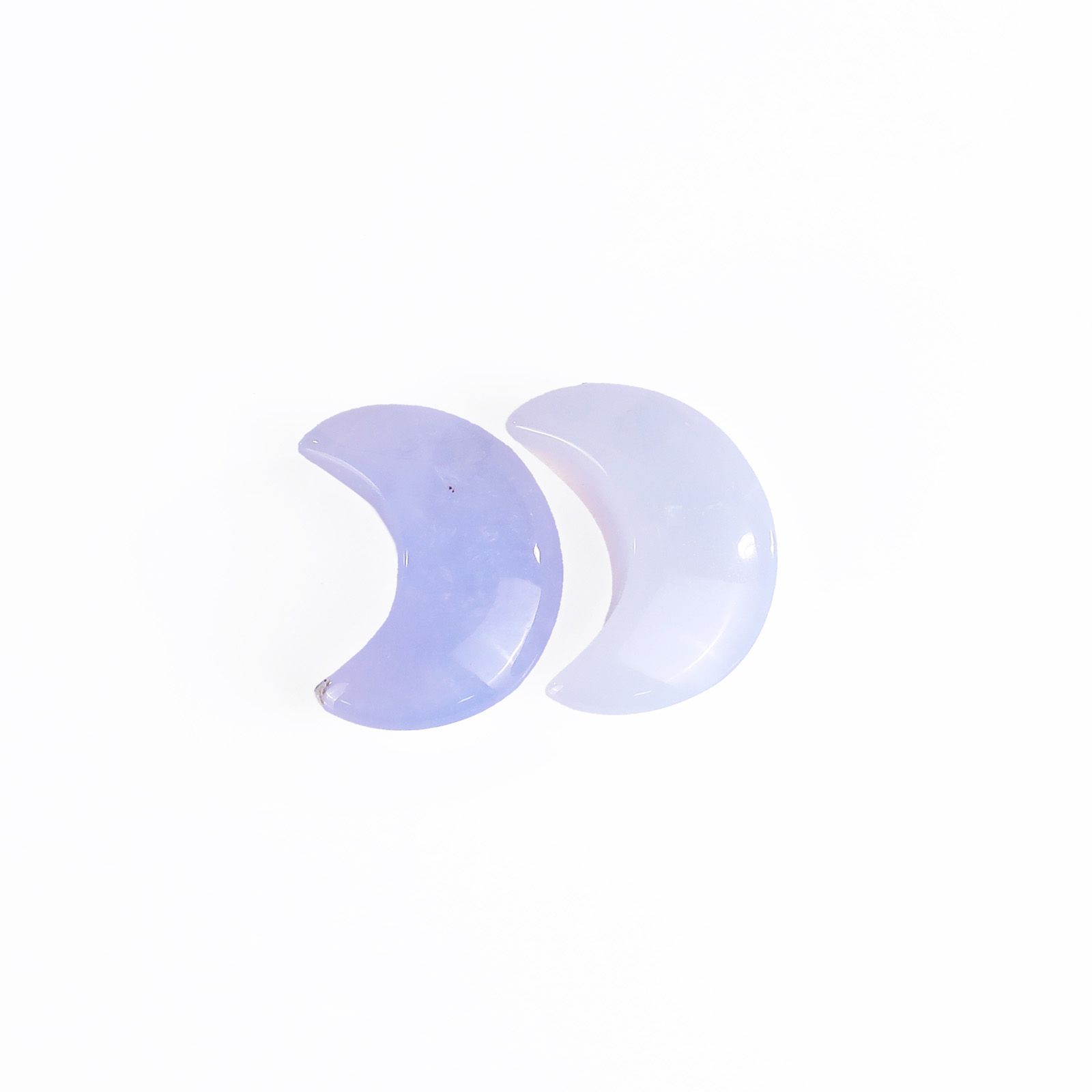 40mm Natural Blue Chalcedony Crystal Moon Sculpture for Home Collection