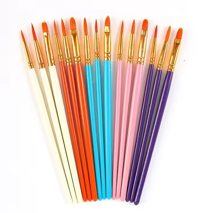 Art Supplies Paint Brush Set Acrylic,Watercolor,Goucaching And Oil Painting,Colorful Wooden Paint Brush