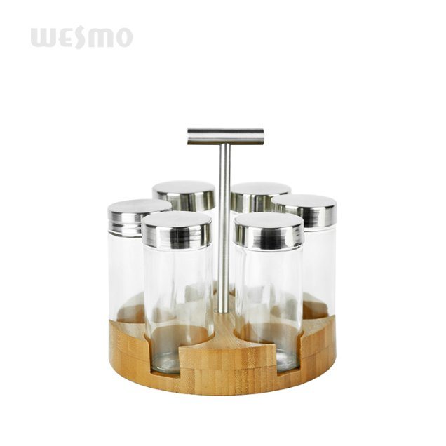 Bamboo Kitchenware Spice Rack with Handle