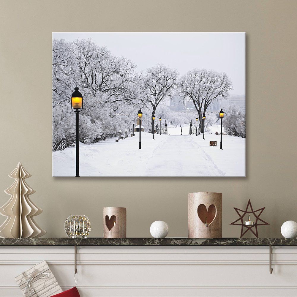 Decorative LED Wall Art Ready to Hang Home Decor Snow View Light up LED Canvas Painting