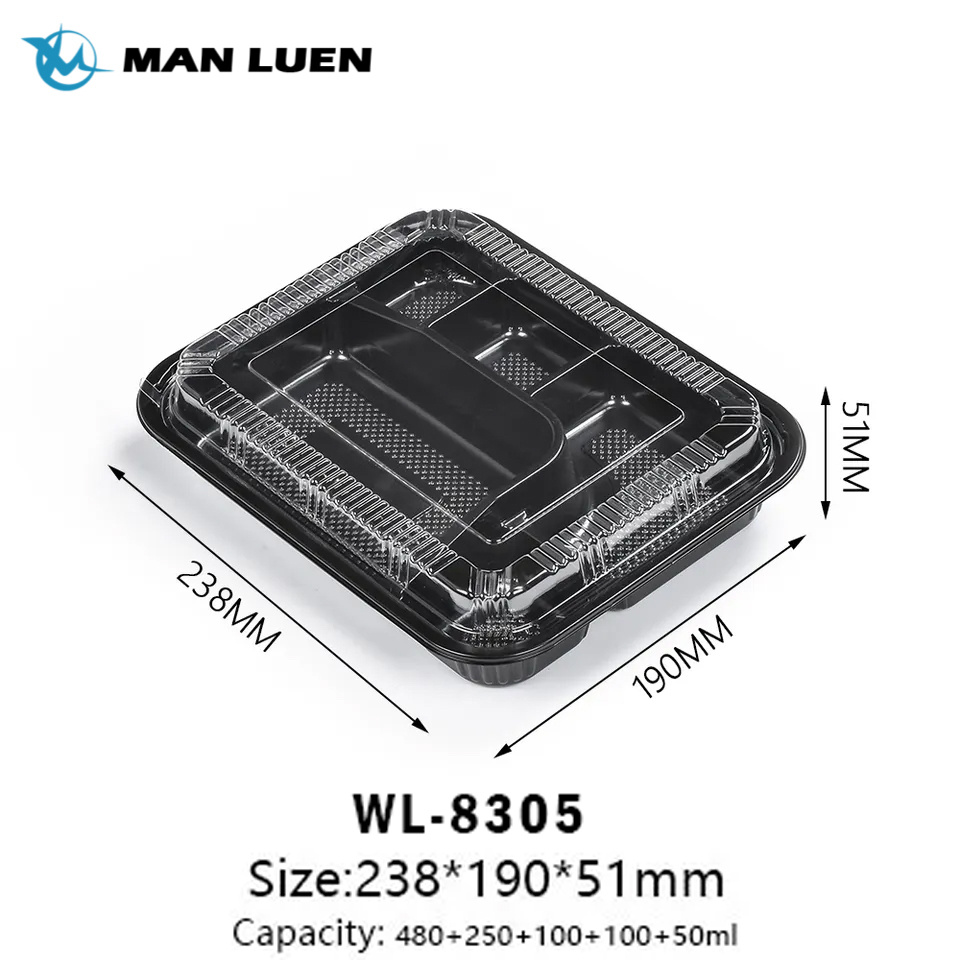 Manluen Manufacturer's Disposable PP Plastic Lunch Takeaway Box with Lid Stackable and Microwave Safe Caterting Food Containers