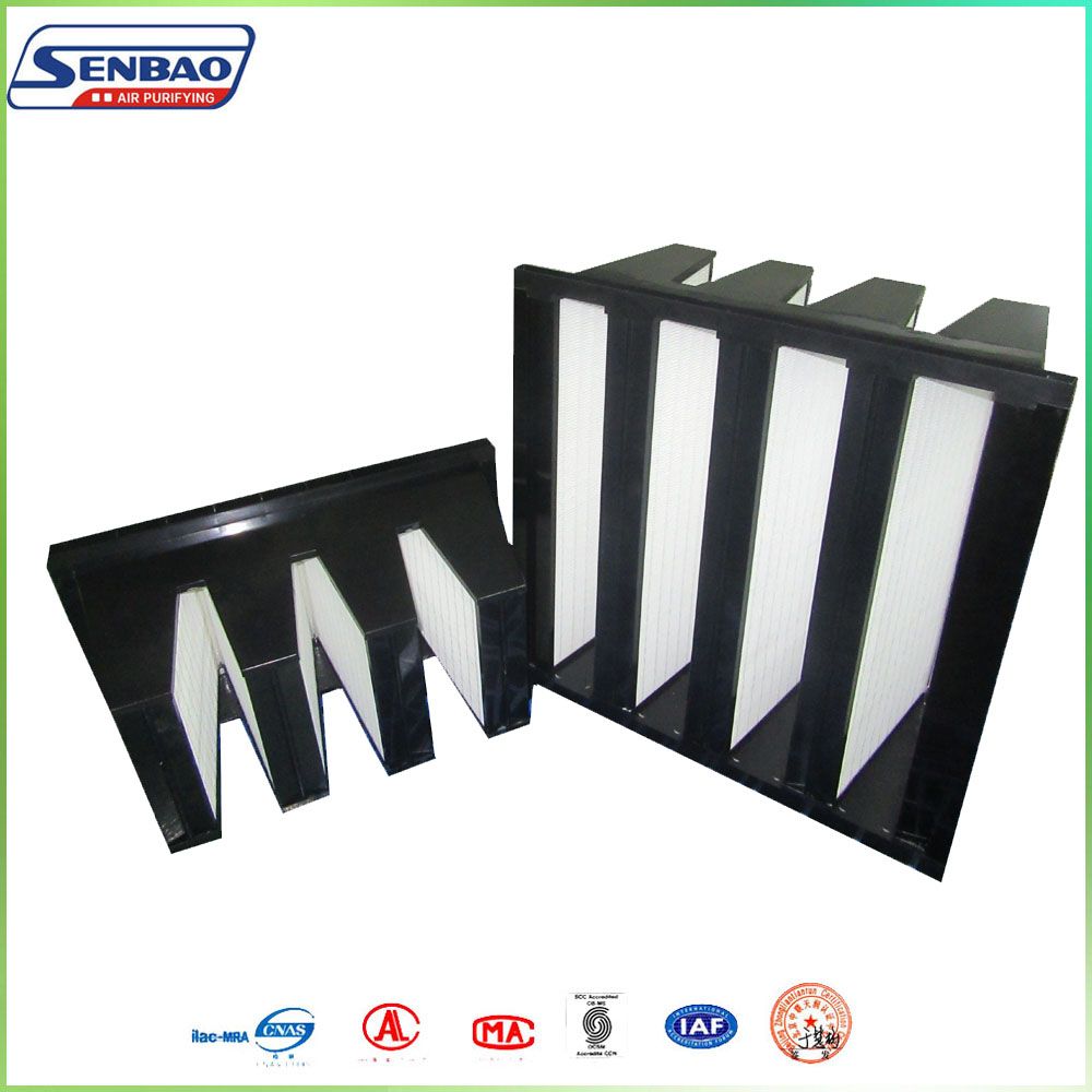 High Capacity ABS Plastic Frame 4V V Bank HEPA Filter