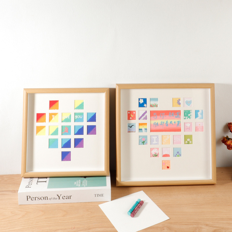Promotion Gift Modern Style Heart Shape Children Wooden Photos Frame for Kids