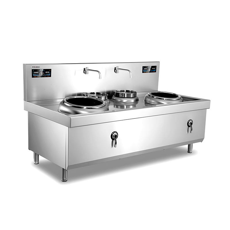 400mm Double Burner with Two Basin Non Stick Induction Wok