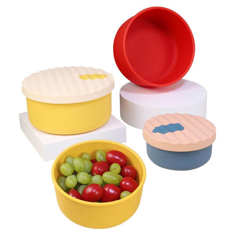 BPA Free Unbreakable Non-Toxic Airtight Leakproof Multi-Use Silicon Slice Lunch Fruits Pizza Dough Proofing Box Food Grade Silicone Storage Container Soup Bowls