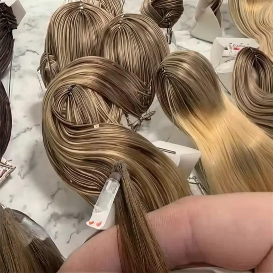 Latest Invention H6 Feathers 100% Human Hair Extension Invisible Line Cuticle Aligned Micro Handtied Feathering Weft Nano Hair