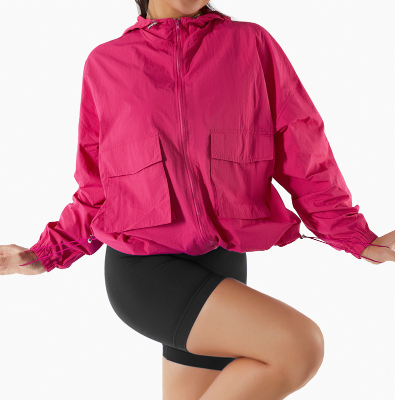 New Quick Drying Loose Sports Coat Sunscreen Jacket Women's Running Leisure Windbreaker Zipper Long Sleeve Fitness Top